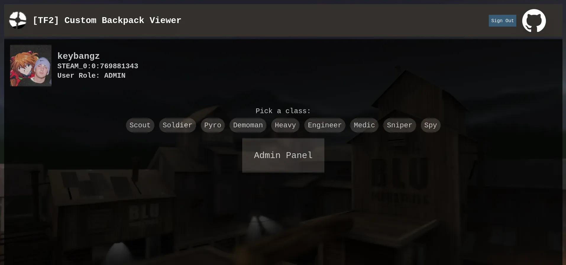 Image showing interface for the custom backpack viewer project