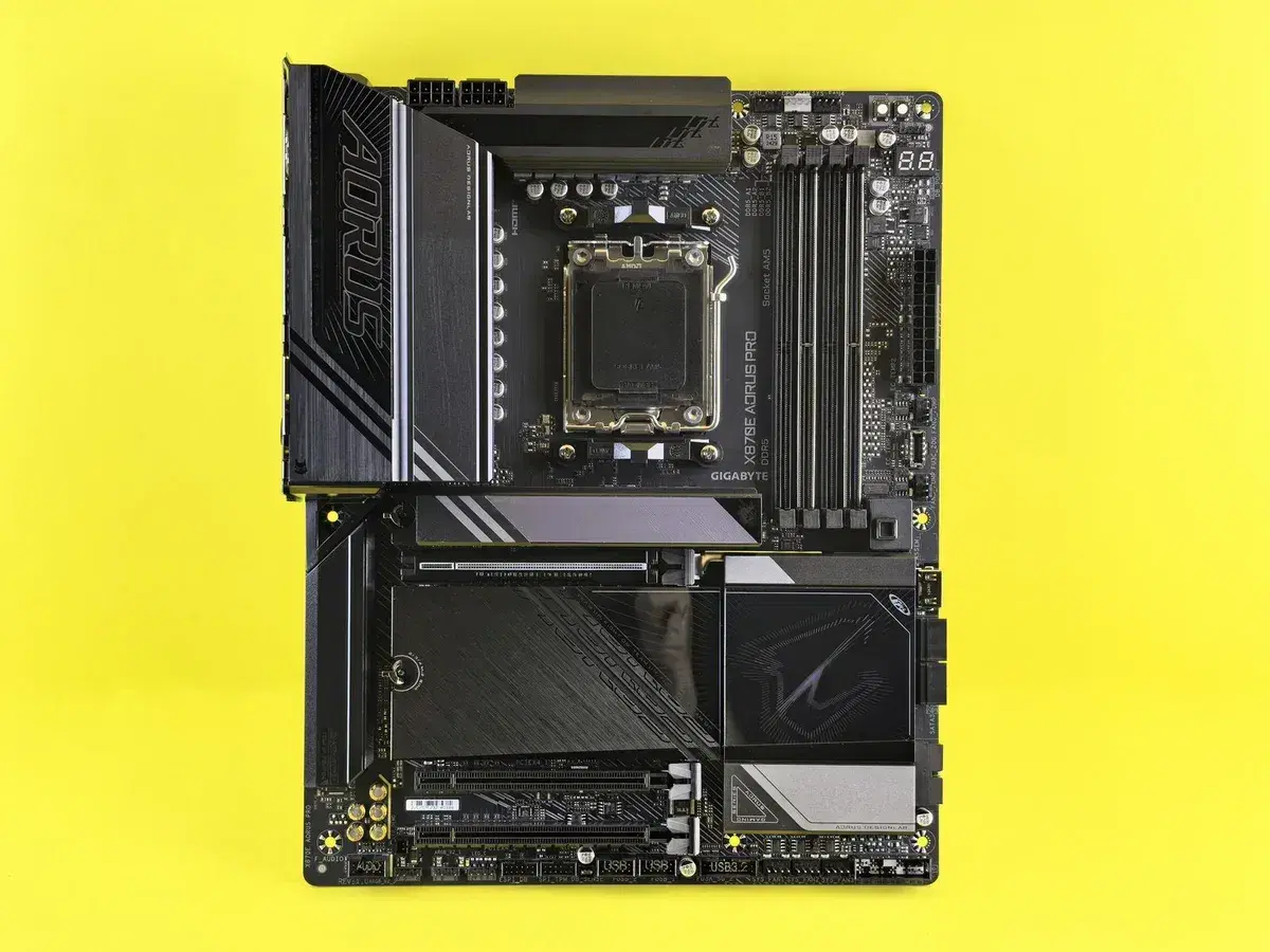 ATX motherboard with components installed